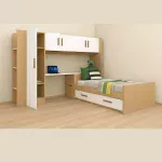 Chambre enfant CH-314 – Lit avec rangement, armoire et bureau mural intégré