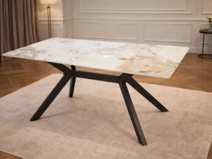 table marron marbré