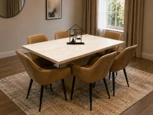 Table à Manger Panda 160×90 cm avec Chaises Matelassées